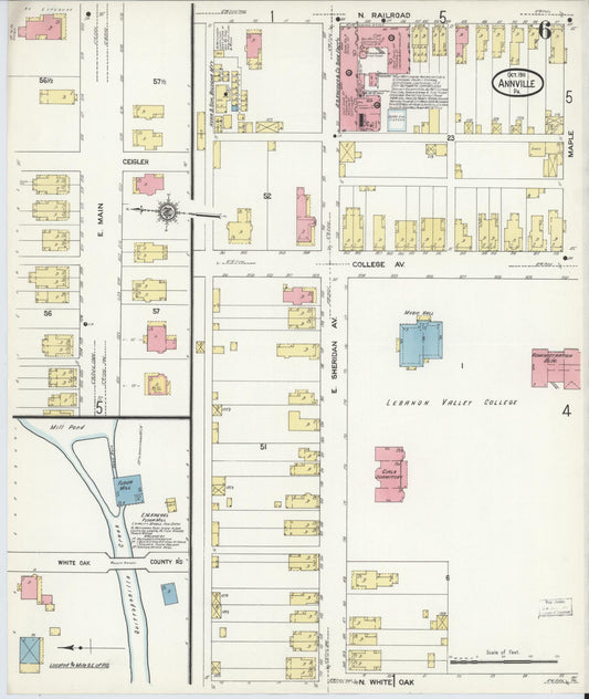 Sanborn Fire Insurance Map from Annville, Lebanon County, Pennsylvania (1911), Sheet #0006 - Historic Sanborn Fire Insurance Map Print, vintage old map wall art, antique decor, genealogy gift, Pennsylvania Pennsylvania map