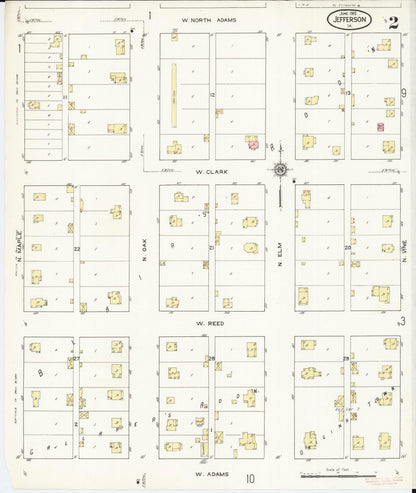 Sanborn Fire Insurance Map from Jefferson, Greene County, Iowa (1915), Sheet #0002 - Historic Sanborn Fire Insurance Map Print, vintage old map wall art