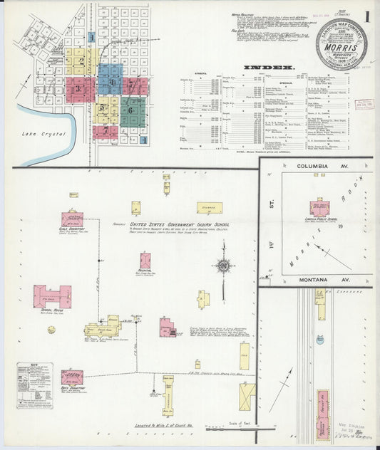 Sanborn Fire Insurance Map from Morris, Stevens County, Minnesota (1909), Sheet #0001 - Historic Sanborn Fire Insurance Map Print, vintage old map wall art, antique decor, genealogy gift, Minnesota Minnesota map