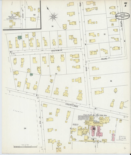 Sanborn Fire Insurance Map from Middleboro, Plymouth County, Massachusetts (1896), Sheet #0007 - Historic Sanborn Fire Insurance Map Print, vintage old map wall art, antique decor, genealogy gift, Massachusetts Massachusetts map