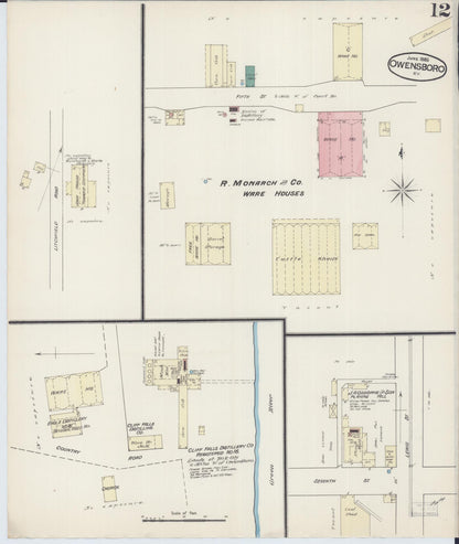Sanborn Fire Insurance Map from Owensboro, Daviess County, Kentucky (1885), Sheet #0012 - Complete Map Set gallery image, historic Sanborn map, vintage wall art, Kentucky Kentucky