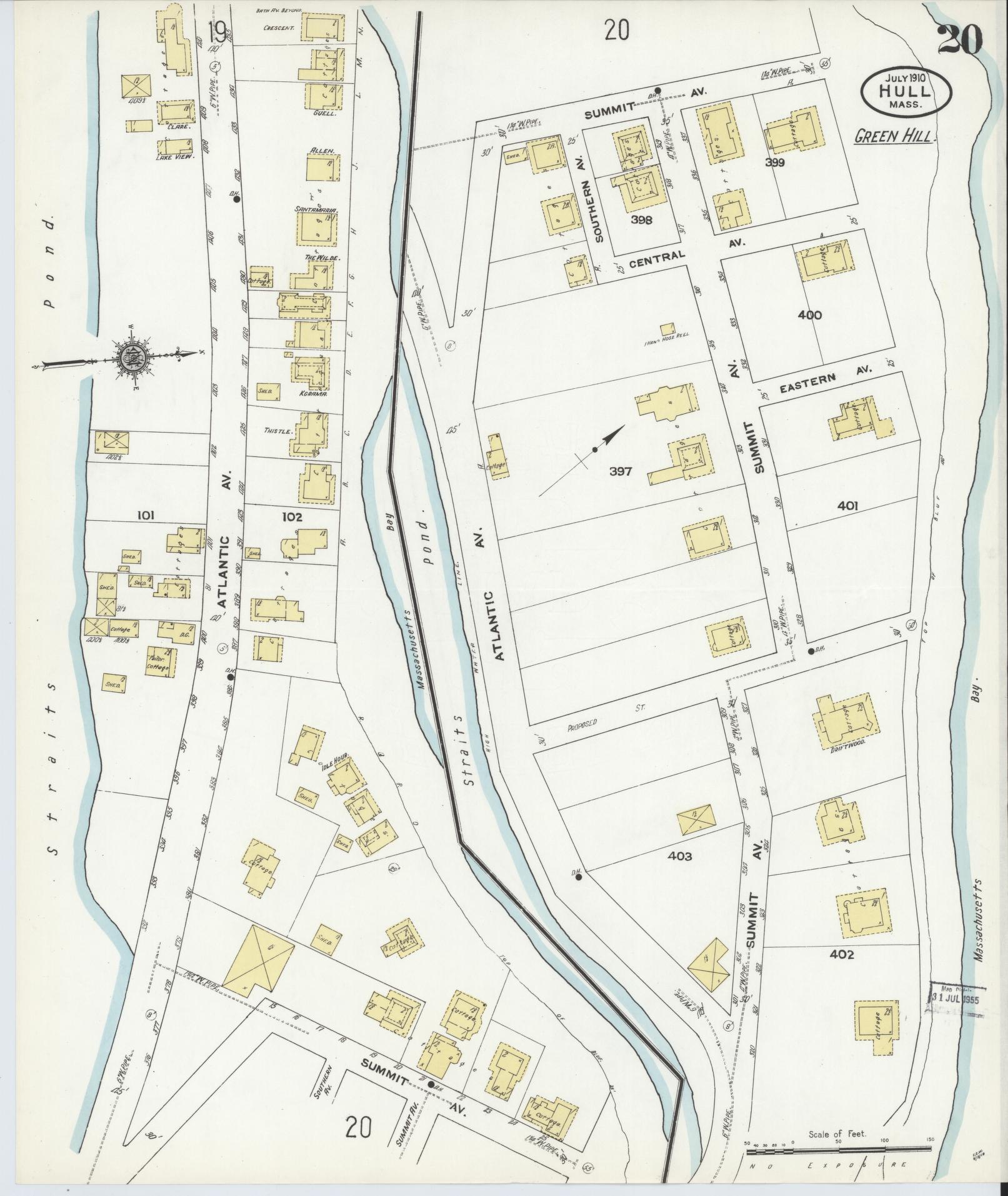 Sanborn Fire Insurance Map from Hull, Plymouth County, Massachusetts (1910), Sheet #0020 - Complete Map Set gallery image, historic Sanborn map, vintage wall art, Massachusetts Massachusetts