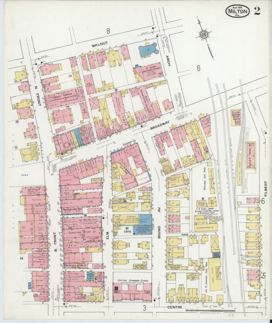 Sanborn Fire Insurance Map from Milton, Northumberland County, Pennsylvania (1918), Sheet #0002 - Historic Sanborn Fire Insurance Map Print, vintage old map wall art, antique decor, genealogy gift, Pennsylvania Pennsylvania map