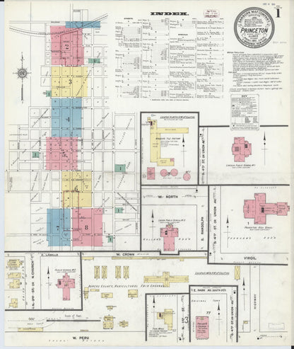 Sanborn Fire Insurance Map from Princeton, Bureau County, Illinois (1911), Sheet #0001 - Complete Map Set gallery image, historic Sanborn map, vintage wall art, Illinois Illinois