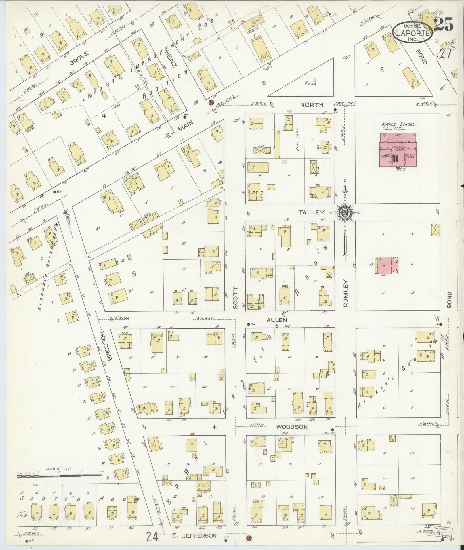 Sanborn Fire Insurance Map from La Porte, La Porte County, Indiana (1912), Sheet #0025 - Complete Map Set gallery image, historic Sanborn map, vintage wall art, Indiana Indiana
