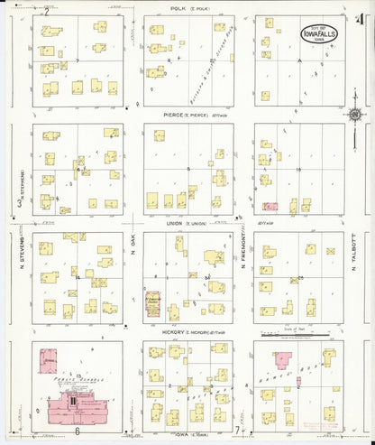Sanborn Fire Insurance Map from Iowa Falls, Hardin County, Iowa (1917), Sheet #0004 - Historic Sanborn Fire Insurance Map Print