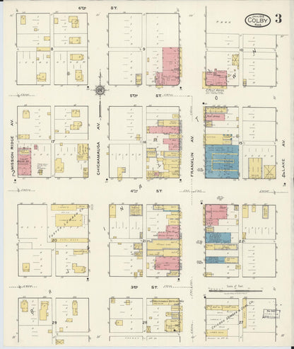 Sanborn Fire Insurance Map from Colby, Thomas County, Kansas (1918), Sheet #0003 - Complete Map Set gallery image, historic Sanborn map, vintage wall art, Kansas Kansas