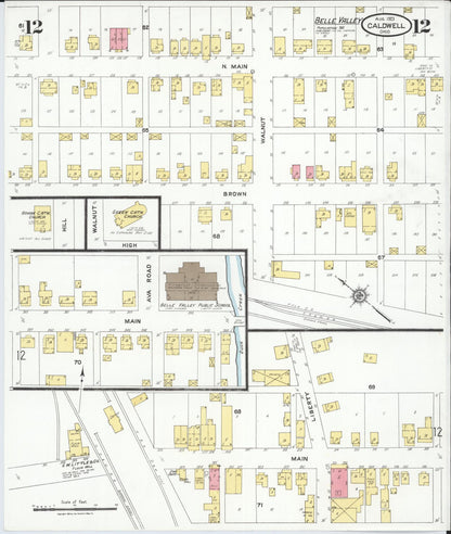 Sanborn Fire Insurance Map from Caldwell, Noble County, Ohio (1923), Sheet #0012 - Historic Sanborn Fire Insurance Map Print, vintage old map wall art, antique decor, genealogy gift, Ohio Ohio map