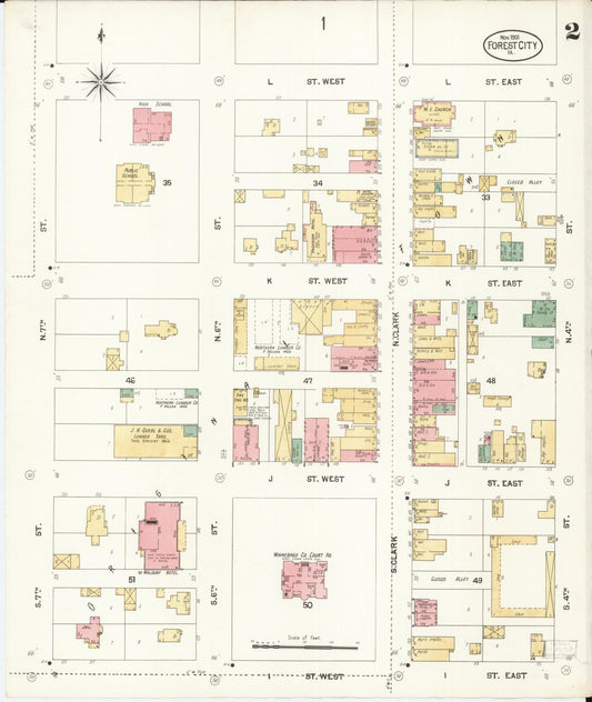 Sanborn Fire Insurance Map from Forest City, Winnebago County, Iowa (1901), Sheet #0002 - Historic Sanborn Fire Insurance Map Print, vintage old map wall art