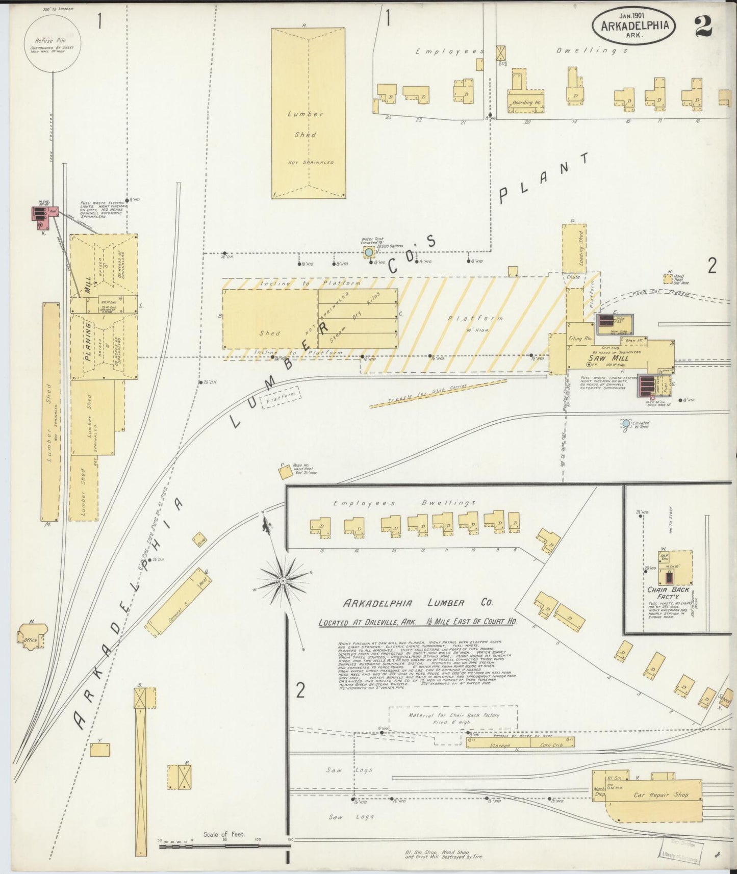 Sanborn Fire Insurance Map from Arkadelphia, Clark County, Arkansas (1901), Sheet #0002 - Complete Map Set gallery image, historic Sanborn map, vintage wall art, Arkansas Arkansas