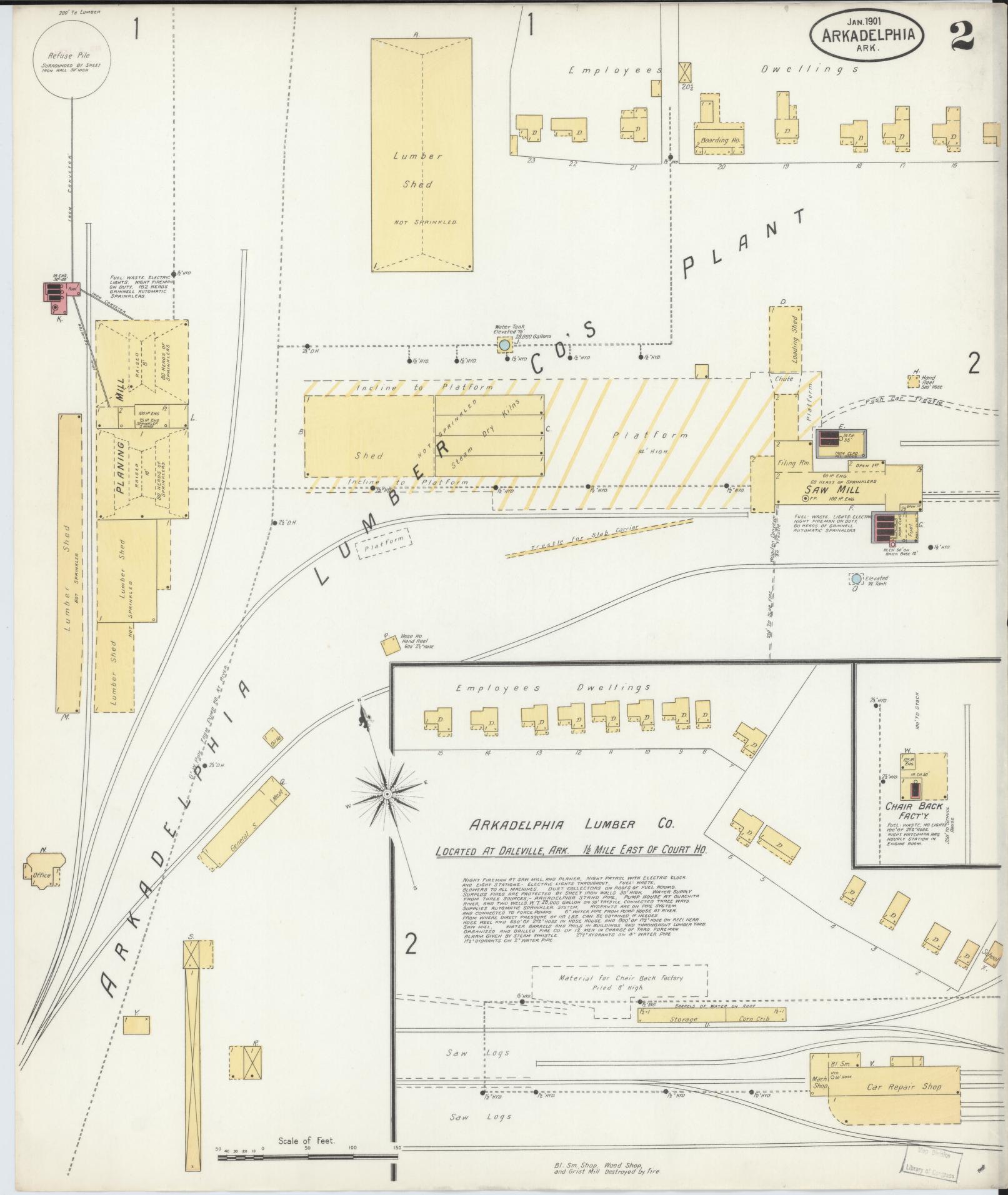 Sanborn Fire Insurance Map from Arkadelphia, Clark County, Arkansas (1901), Sheet #0002 - Complete Map Set gallery image, historic Sanborn map, vintage wall art, Arkansas Arkansas
