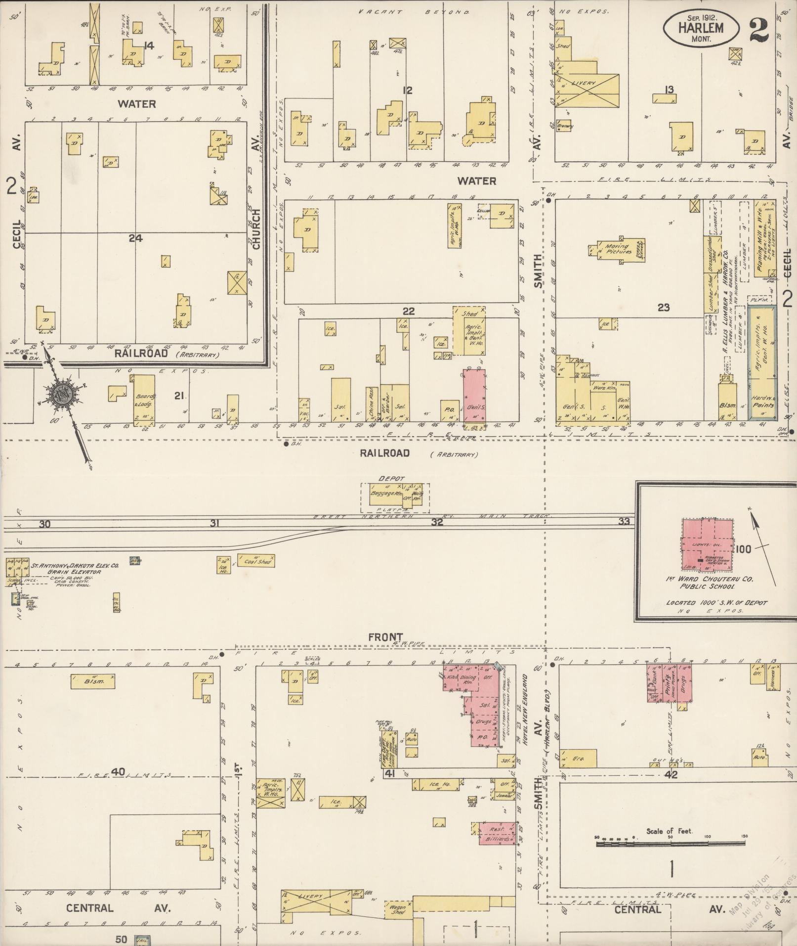 Sanborn Fire Insurance Map from Harlem, Blaine County, Montana (1912), Sheet #0002 - Complete Map Set gallery image, historic Sanborn map, vintage wall art, Montana Montana
