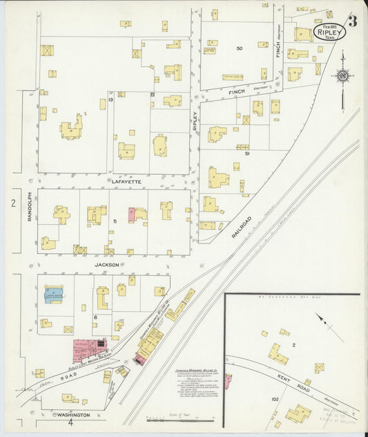 Sanborn Fire Insurance Map from Ripley, Lauderdale County, Tennessee (1916), Sheet #0003 - Historic Sanborn Fire Insurance Map Print, vintage old map wall art, antique decor, genealogy gift, Tennessee Tennessee map