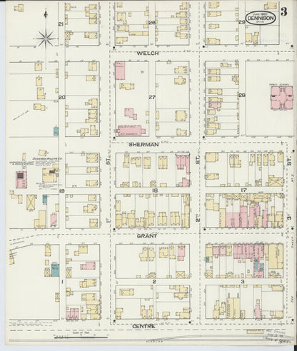 Sanborn Fire Insurance Map from Dennison, Tuscarawas County, Ohio (1892), Sheet #0003 - Historic Sanborn Fire Insurance Map Print, vintage old map wall art, antique decor, genealogy gift, Ohio Ohio map