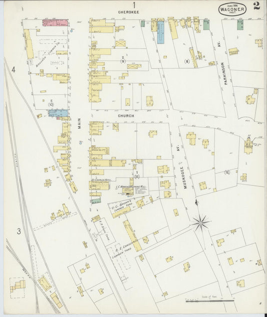 Sanborn Fire Insurance Map from Wagoner, Wagoner County, Oklahoma (1896), Sheet #0002 - Historic Sanborn Fire Insurance Map Print, vintage old map wall art, antique decor, genealogy gift, Oklahoma Oklahoma map