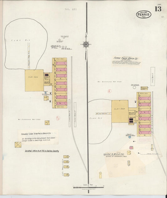 Sanborn Fire Insurance Map from Ferris, Ellis County, Texas (1941), Sheet #0013 - Historic Sanborn Fire Insurance Map Print, vintage old map wall art, antique decor, genealogy gift, Texas Texas map