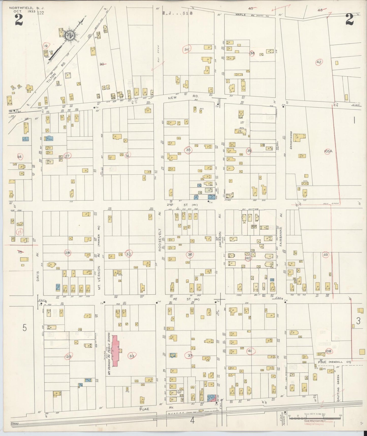 Sanborn Fire Insurance Map from Northfield, Atlantic County, New Jersey (1942), Sheet #0002 - Complete Map Set gallery image, historic Sanborn map, vintage wall art, New Jersey New Jersey
