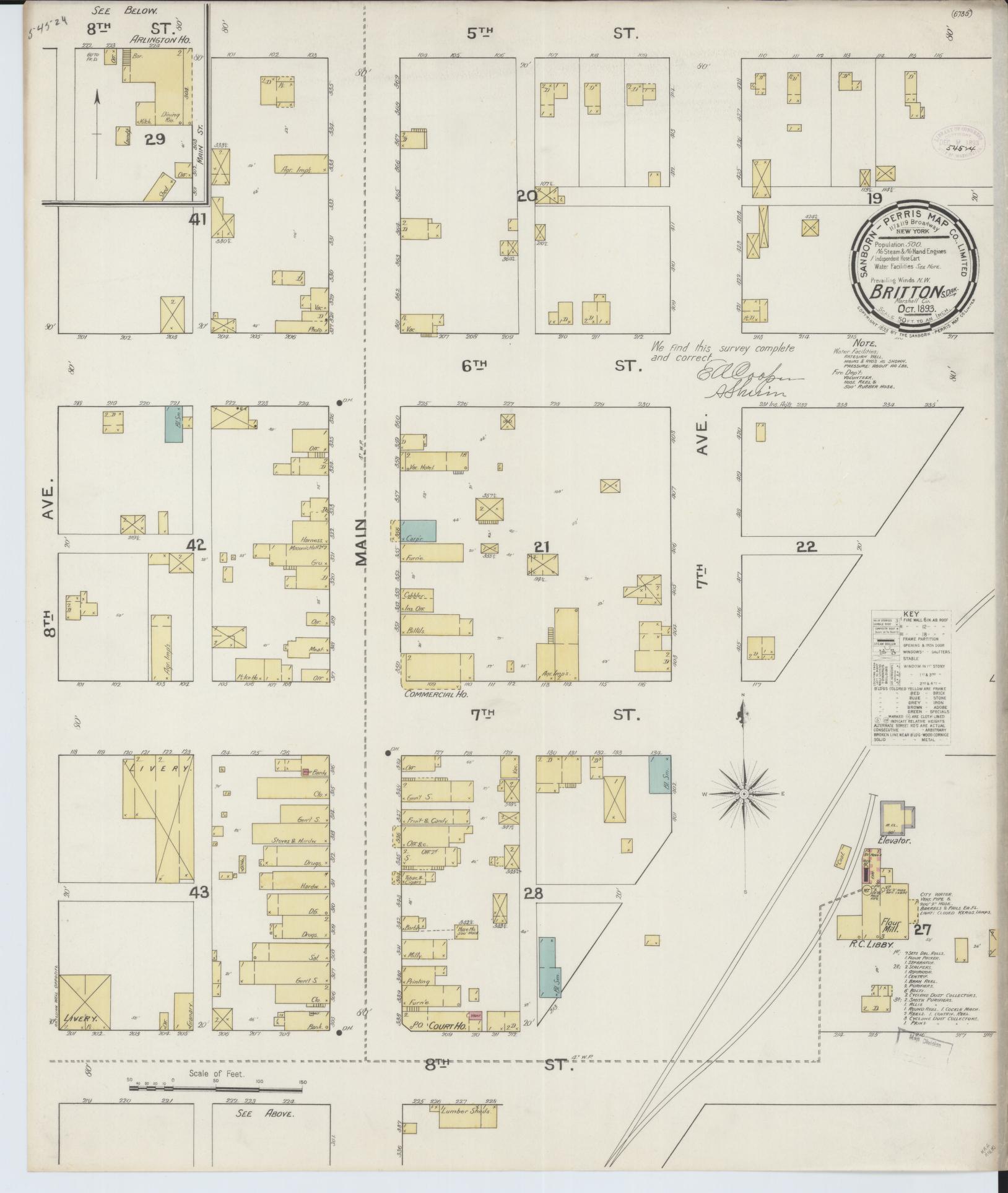 Sanborn Fire Insurance Map from Britton, Marshall County, South Dakota (1893), Sheet #0001 - Historic Sanborn Fire Insurance Map Print, vintage old map wall art, antique decor, genealogy gift, South Dakota South Dakota map