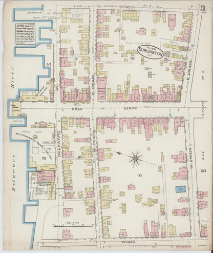 Sanborn Fire Insurance Map from Burlington, Burlington County, New Jersey (1885), Sheet #0003 - Complete Map Set gallery image, historic Sanborn map, vintage wall art, New Jersey New Jersey
