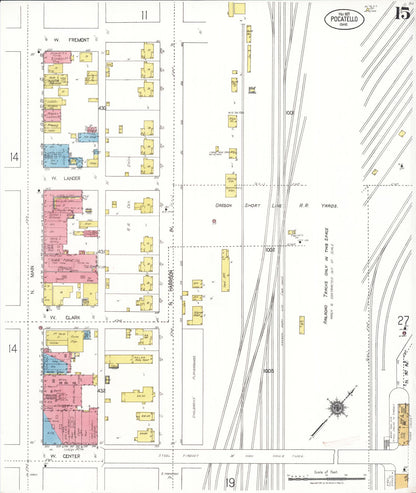 Sanborn Fire Insurance Map from Pocatello, Bannock County, Idaho (1921), Sheet #0015 - Complete Map Set gallery image, historic Sanborn map, vintage wall art, Idaho Idaho