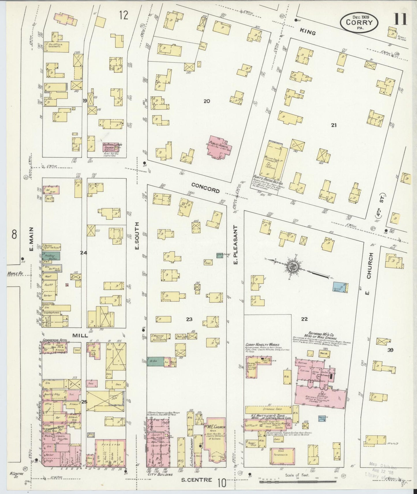 Sanborn Fire Insurance Map from Corry, Erie County, Pennsylvania (1909), Sheet #0011 - Historic Sanborn Fire Insurance Map Print, vintage old map wall art, antique decor, genealogy gift, Pennsylvania Pennsylvania map