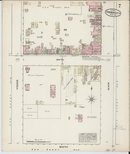 Sanborn Fire Insurance Map from Ogden, Weber County, Utah (1884), Sheet #0007 - Complete Map Set gallery image, historic Sanborn map, vintage wall art, Utah Utah