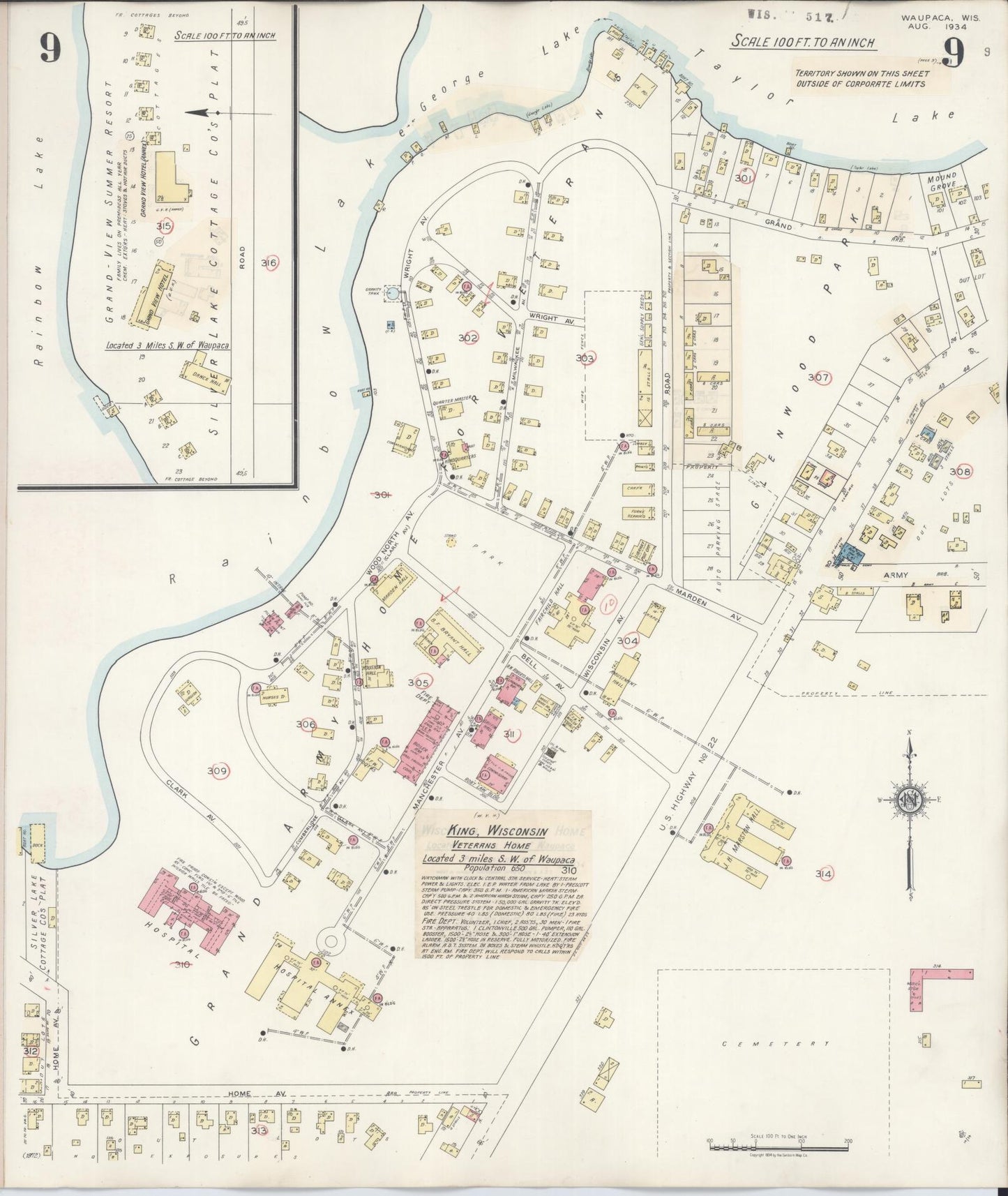 Sanborn Fire Insurance Map from Waupaca, Waupaca County, Wisconsin (1941), Sheet #0009 - Complete Map Set gallery image, historic Sanborn map, vintage wall art, Wisconsin Wisconsin