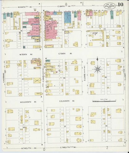 Sanborn Fire Insurance Map from Stillwater, Payne County, Oklahoma (1907), Sheet #0010 - Complete Map Set gallery image, historic Sanborn map, vintage wall art, Oklahoma Oklahoma