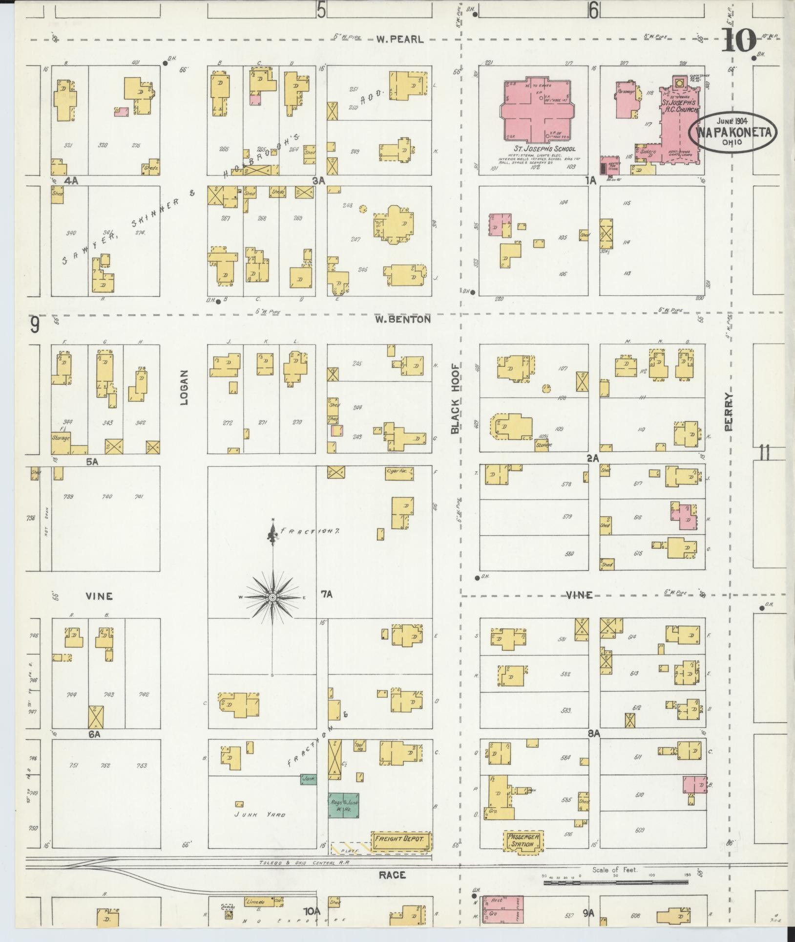 Sanborn Fire Insurance Map from Wapakoneta, Auglaize County, Ohio (1904), Sheet #0010 - Complete Map Set gallery image, historic Sanborn map, vintage wall art, Ohio Ohio