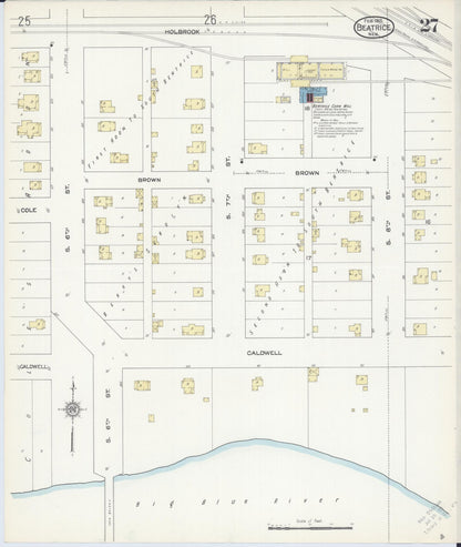 Sanborn Fire Insurance Map from Beatrice, Gage County, Nebraska (1913), Sheet #0027 - Complete Map Set gallery image, historic Sanborn map, vintage wall art, Nebraska Nebraska