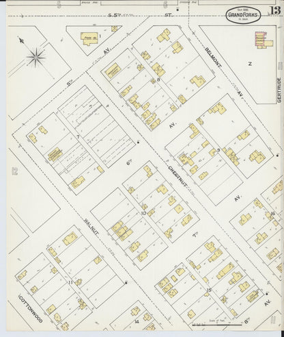 Sanborn Fire Insurance Map from Grand Forks, Grand Forks County, North Dakota (1892), Sheet #0013 - Complete Map Set gallery image, historic Sanborn map, vintage wall art, North Dakota North Dakota