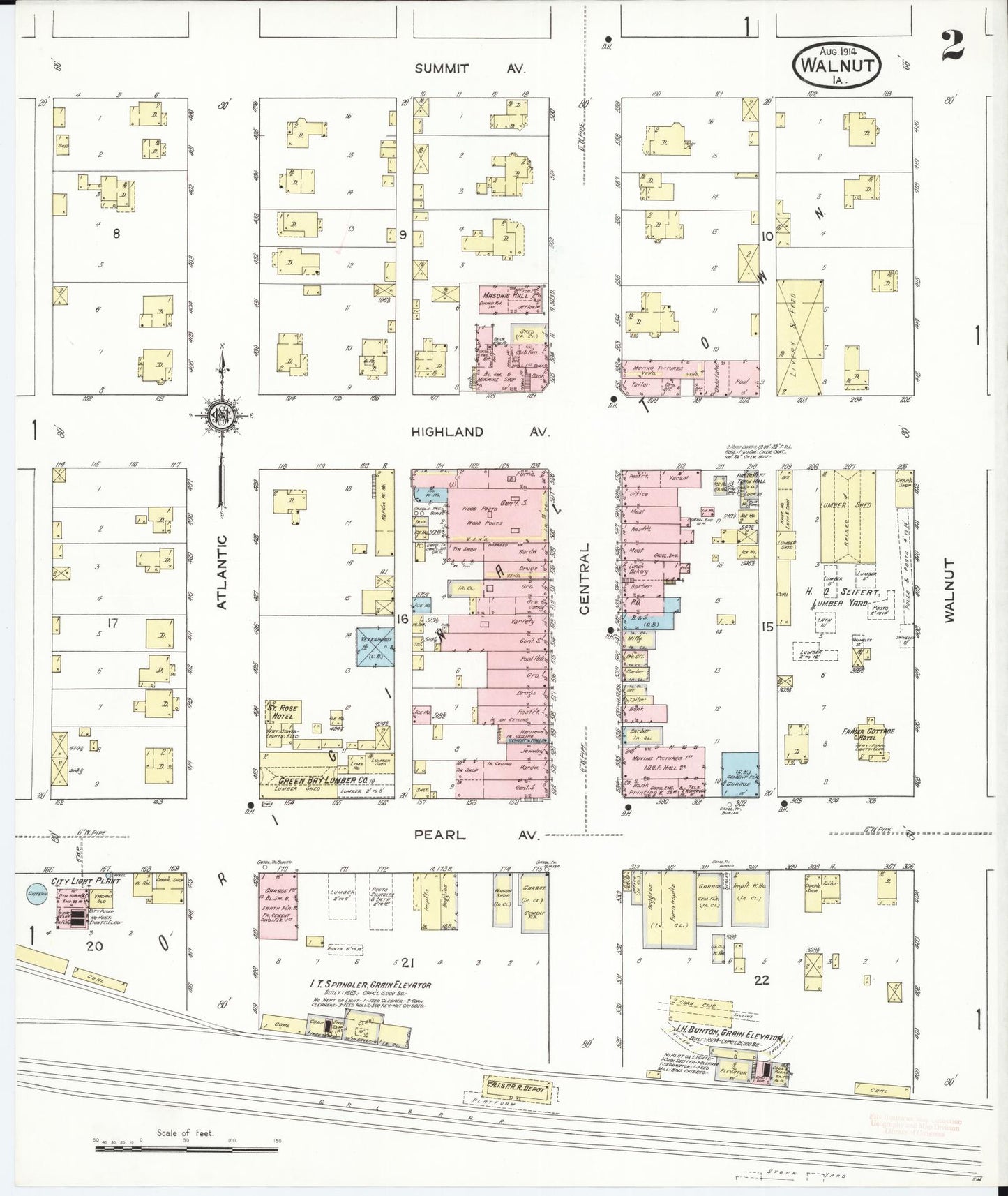 Sanborn Fire Insurance Map from Walnut, Pottawattamie County, Iowa (1914), Sheet #0002 - Historic Sanborn Fire Insurance Map Print