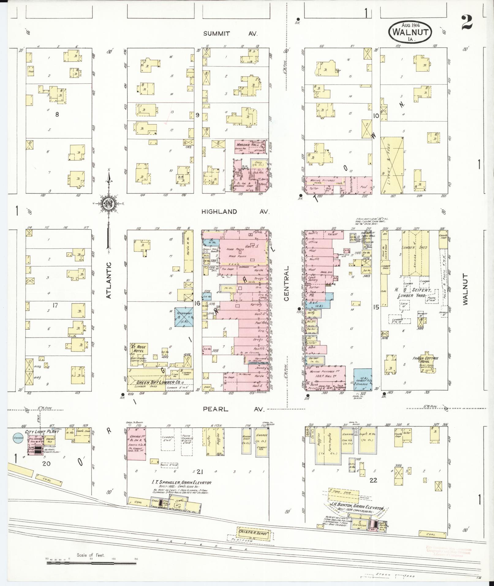 Sanborn Fire Insurance Map from Walnut, Pottawattamie County, Iowa (1914), Sheet #0002 - Historic Sanborn Fire Insurance Map Print