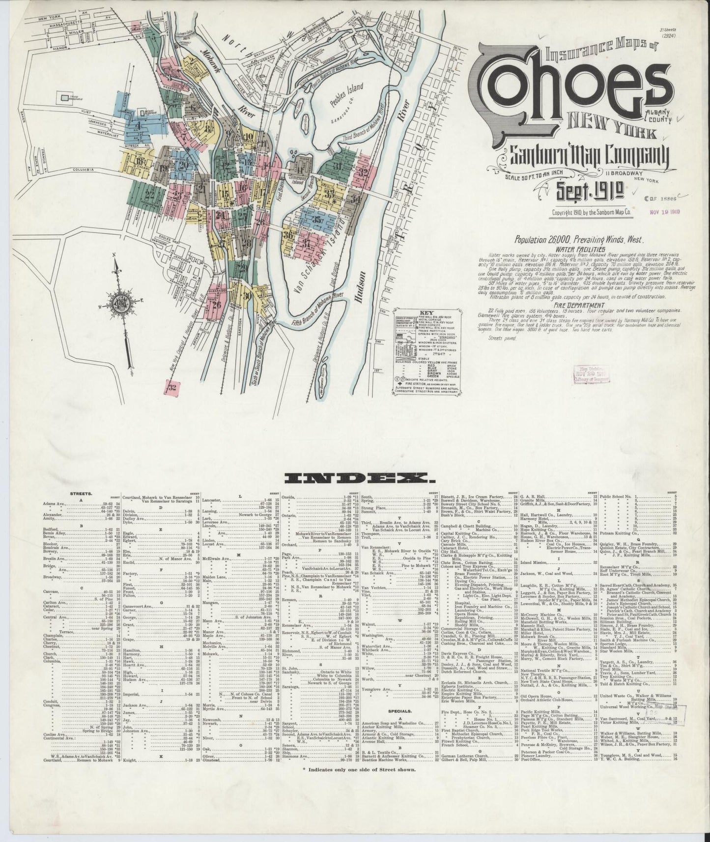 Sanborn Fire Insurance Map from Cohoes, Albany County, New York. (1910) – Historic Sanborn Fire Insurance Map Print