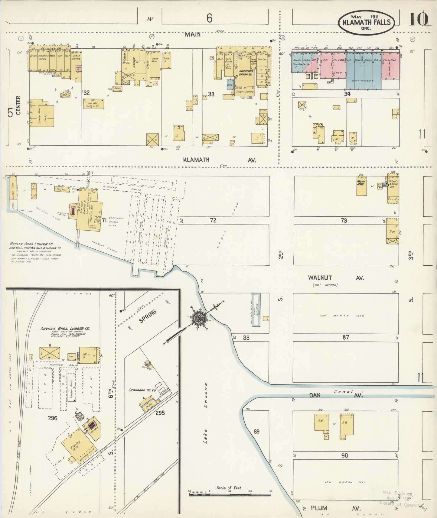 Sanborn Fire Insurance Map from Klamath Falls, Klamath County, Oregon (1911), Sheet #0010 - Complete Map Set gallery image, historic Sanborn map, vintage wall art, Oregon Oregon