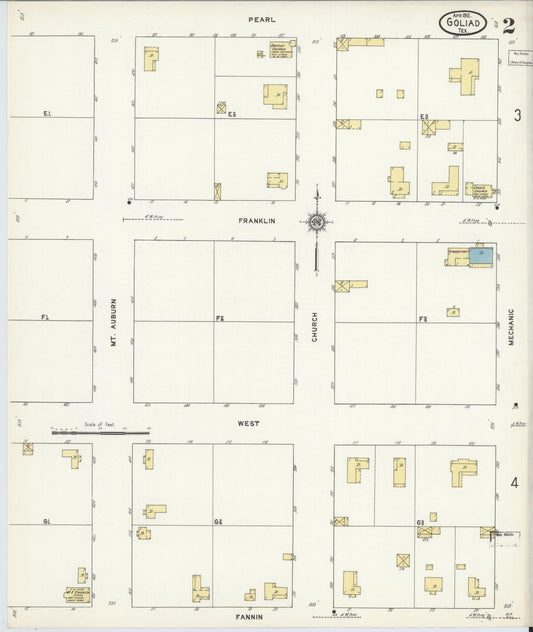 Sanborn Fire Insurance Map from Goliad, Goliad County, Texas (1912), Sheet #0002 - Historic Sanborn Fire Insurance Map Print, vintage old map wall art, antique decor, genealogy gift, Texas Texas map