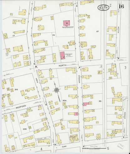 Sanborn Fire Insurance Map from Bath, Sagadahoc County, Maine (1919), Sheet #0016 - Complete Map Set gallery image, historic Sanborn map, vintage wall art, Maine Maine