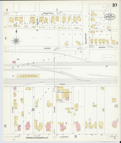 Sanborn Fire Insurance Map from Marion, Marion County, Ohio (1908), Sheet #0010 - Historic Sanborn Fire Insurance Map Print, vintage old map wall art, antique decor, genealogy gift, Ohio Ohio map
