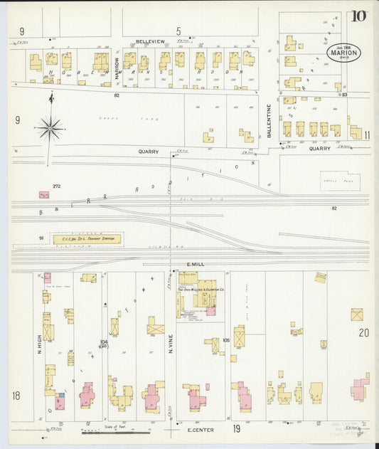 Sanborn Fire Insurance Map from Marion, Marion County, Ohio (1908), Sheet #0010 - Historic Sanborn Fire Insurance Map Print, vintage old map wall art, antique decor, genealogy gift, Ohio Ohio map
