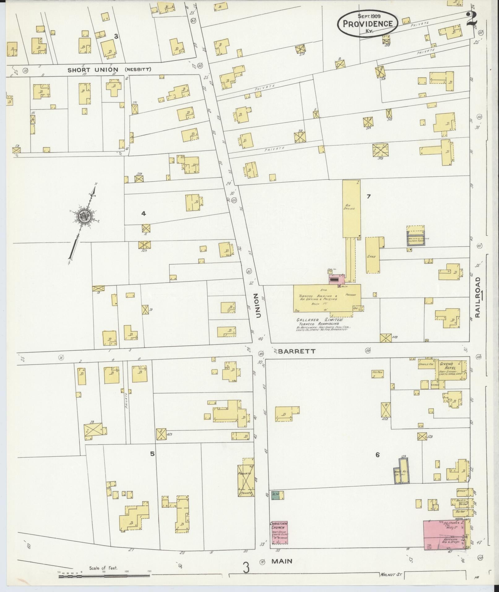 Sanborn Fire Insurance Map from Providence, Webster County, Kentucky (1909), Sheet #0002 - Complete Map Set gallery image, historic Sanborn map, vintage wall art, Kentucky Kentucky
