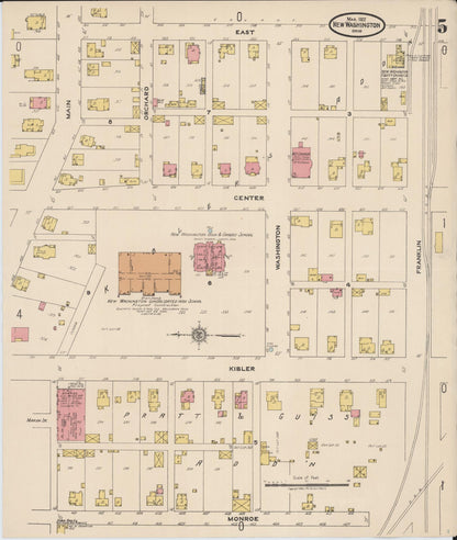Sanborn Fire Insurance Map from New Washington, Crawford County, Ohio (1922), Sheet #0005 - Complete Map Set gallery image, historic Sanborn map, vintage wall art, Ohio Ohio
