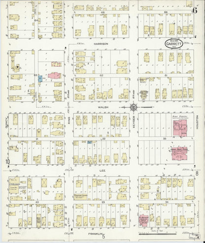 Sanborn Fire Insurance Map from Garrett, De Kalb County, Indiana (1914), Sheet #0006 - Complete Map Set gallery image, historic Sanborn map, vintage wall art, Indiana Indiana