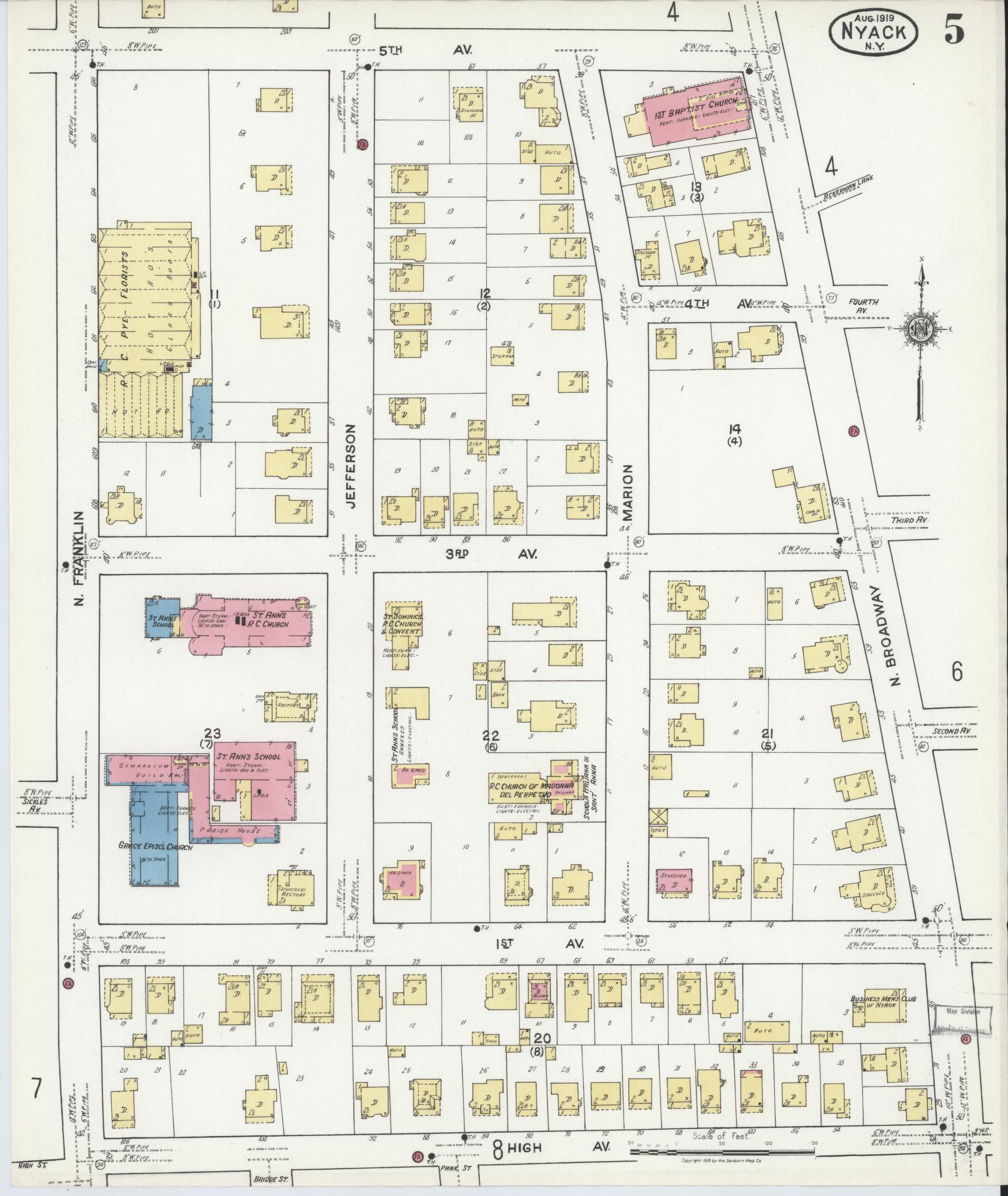 Sanborn Fire Insurance Map from Nyack, Rockland County, New York. (1919), Sheet #0005