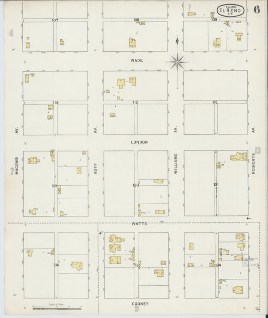 Sanborn Fire Insurance Map from El Reno, Canadian County, Oklahoma (1895), Sheet #0006 - Historic Sanborn Fire Insurance Map Print, vintage old map wall art, antique decor, genealogy gift, Oklahoma Oklahoma map