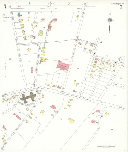 Sanborn Fire Insurance Map from Westhampton, Henrico County, Virginia (1931), Sheet #0007 - Historic Sanborn Fire Insurance Map Print, vintage old map wall art, antique decor, genealogy gift, Virginia Virginia map