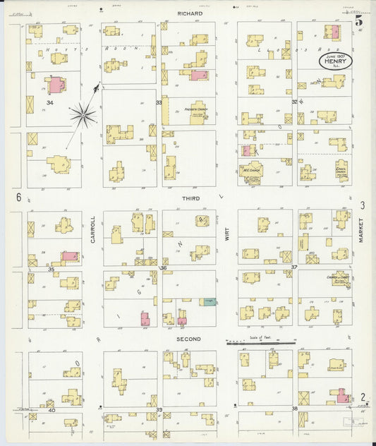 Sanborn Fire Insurance Map from Henry, Marshall County, Illinois (1907), Sheet #0005 - Historic Sanborn Fire Insurance Map Print, vintage old map wall art, antique decor, genealogy gift, Illinois Illinois map