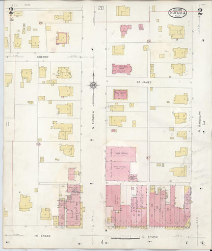 Sanborn Fire Insurance Map from Eufaula, Barbour County, Alabama (1950), Sheet #0002 - Complete Map Set gallery image, historic Sanborn map, vintage wall art, Alabama Alabama