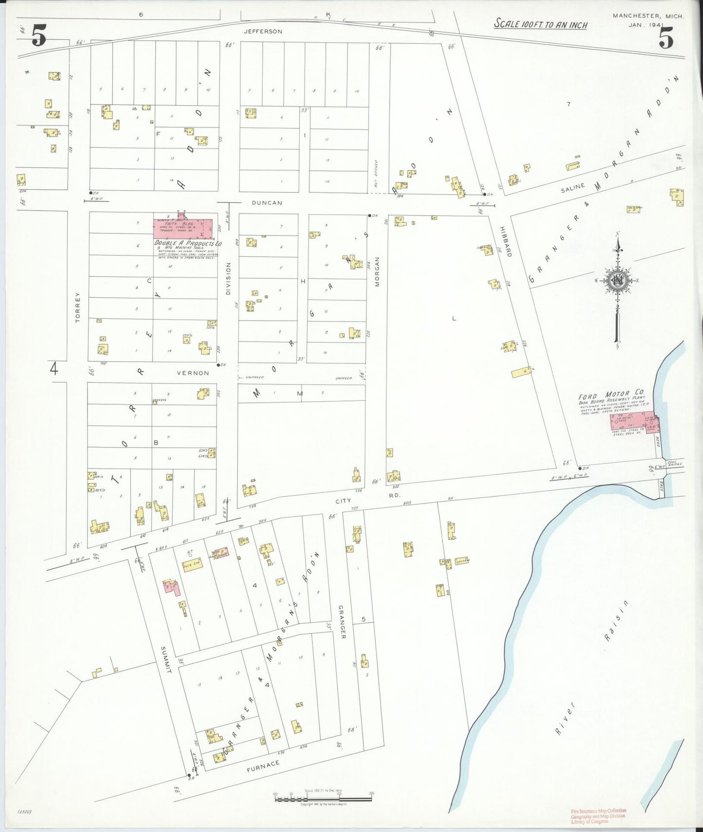 Sanborn Fire Insurance Map from Manchester, Washtenaw County, Michigan (1941), Sheet #0005 - Historic Sanborn Fire Insurance Map Print, vintage old map wall art, antique decor, genealogy gift, Michigan Michigan map