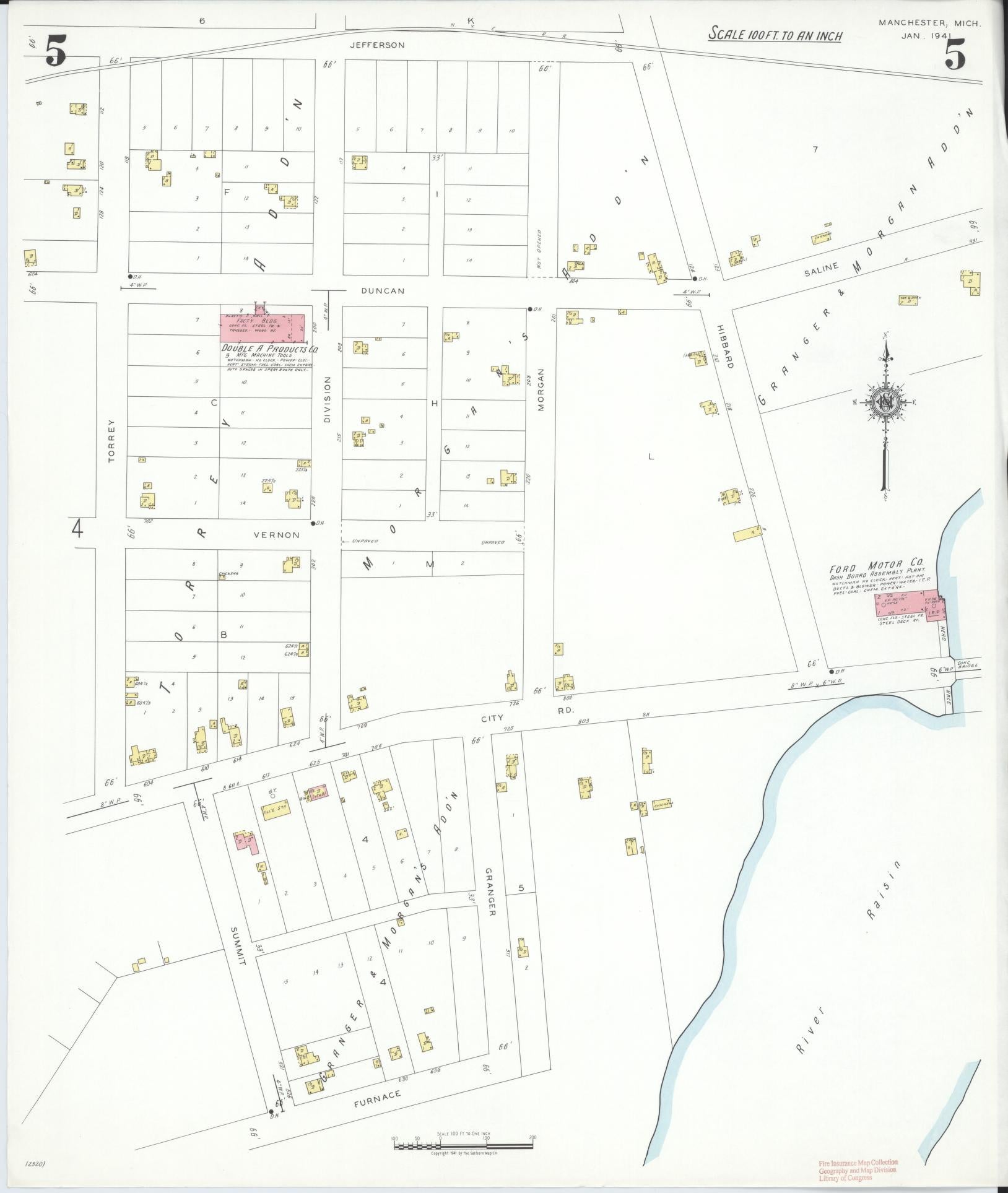 Sanborn Fire Insurance Map from Manchester, Washtenaw County, Michigan (1941), Sheet #0005 - Historic Sanborn Fire Insurance Map Print, vintage old map wall art, antique decor, genealogy gift, Michigan Michigan map