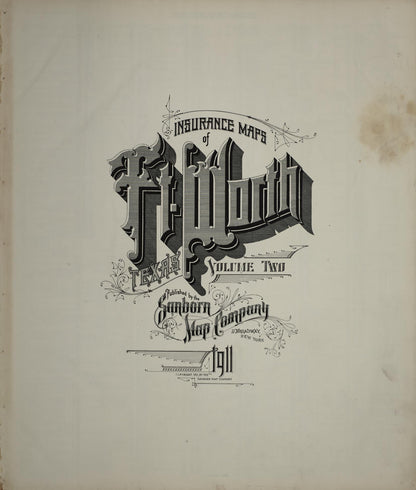Sanborn Fire Insurance Map from Fort Worth, Tarrant County, Texas (1911), Sheet #0001 - Historic Sanborn Fire Insurance Map Print, vintage old map wall art, antique decor, genealogy gift, Texas Texas map